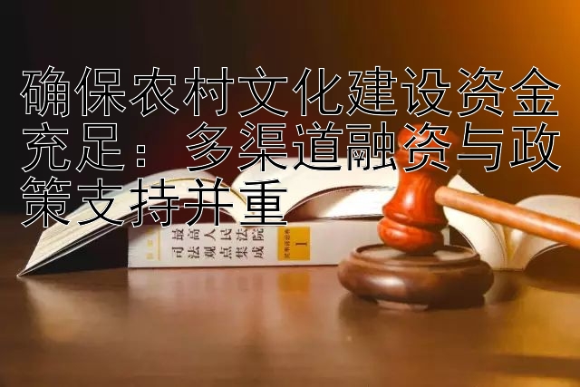 确保农村文化建设资金充足：多渠道融资与政策支持并重