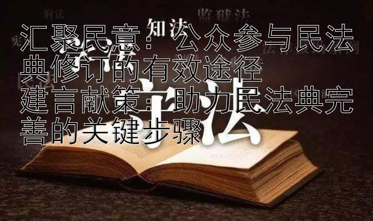 汇聚民意：公众参与民法典修订的有效途径  
建言献策：助力民法典完善的关键步骤